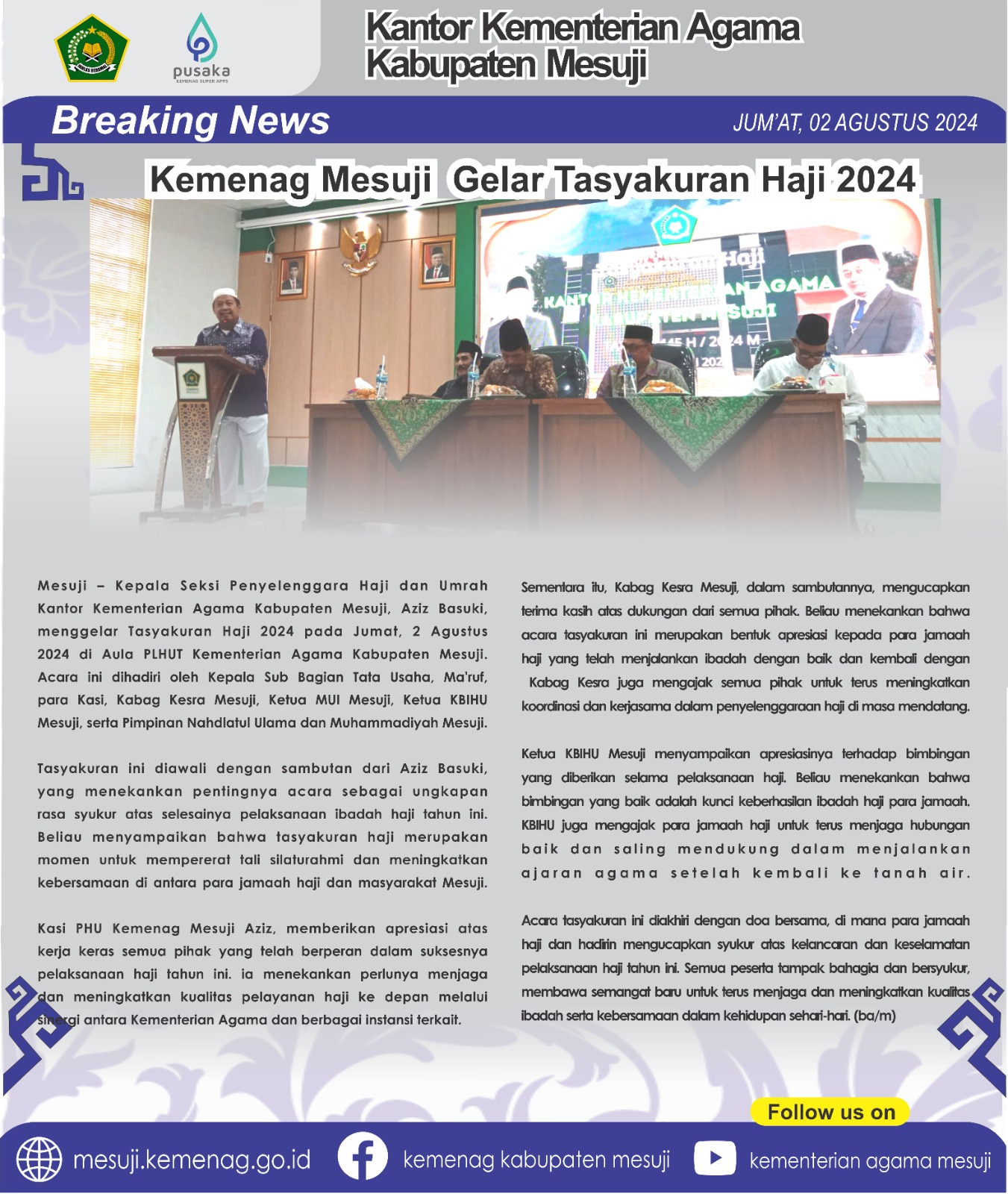Tasyakuran Haji 2024 di Kabupaten Mesuji