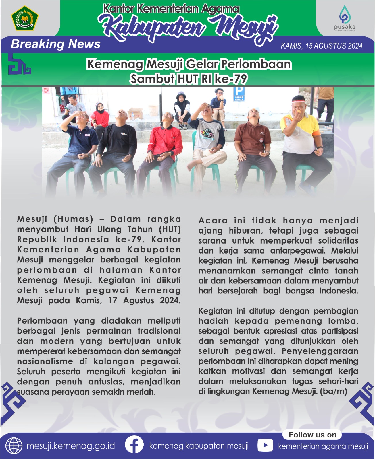 Kemenag Mesuji Gelar Perlombaan Sambut HUT RI ke-79