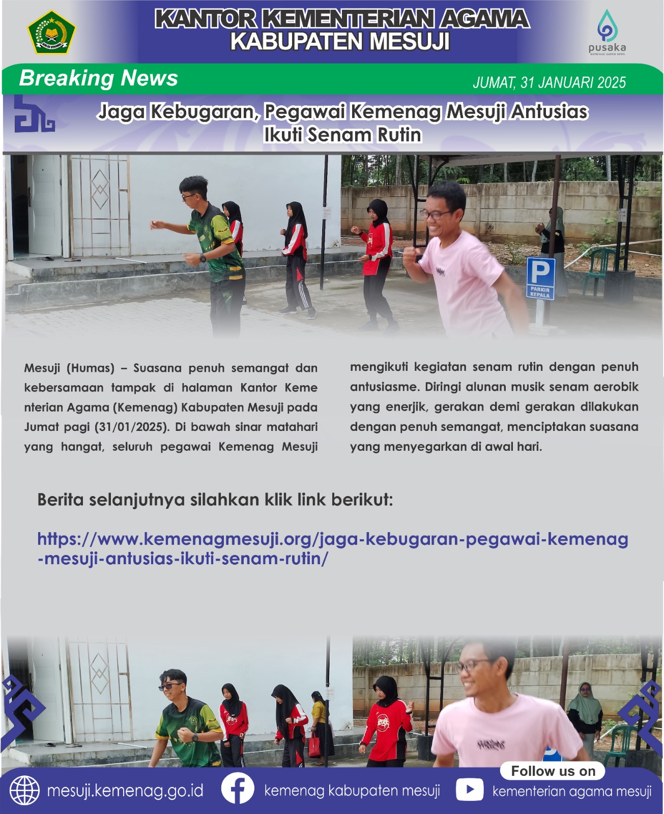 Jaga Kebugaran, Pegawai Kemenag Mesuji Antusias Ikuti Senam Rutin