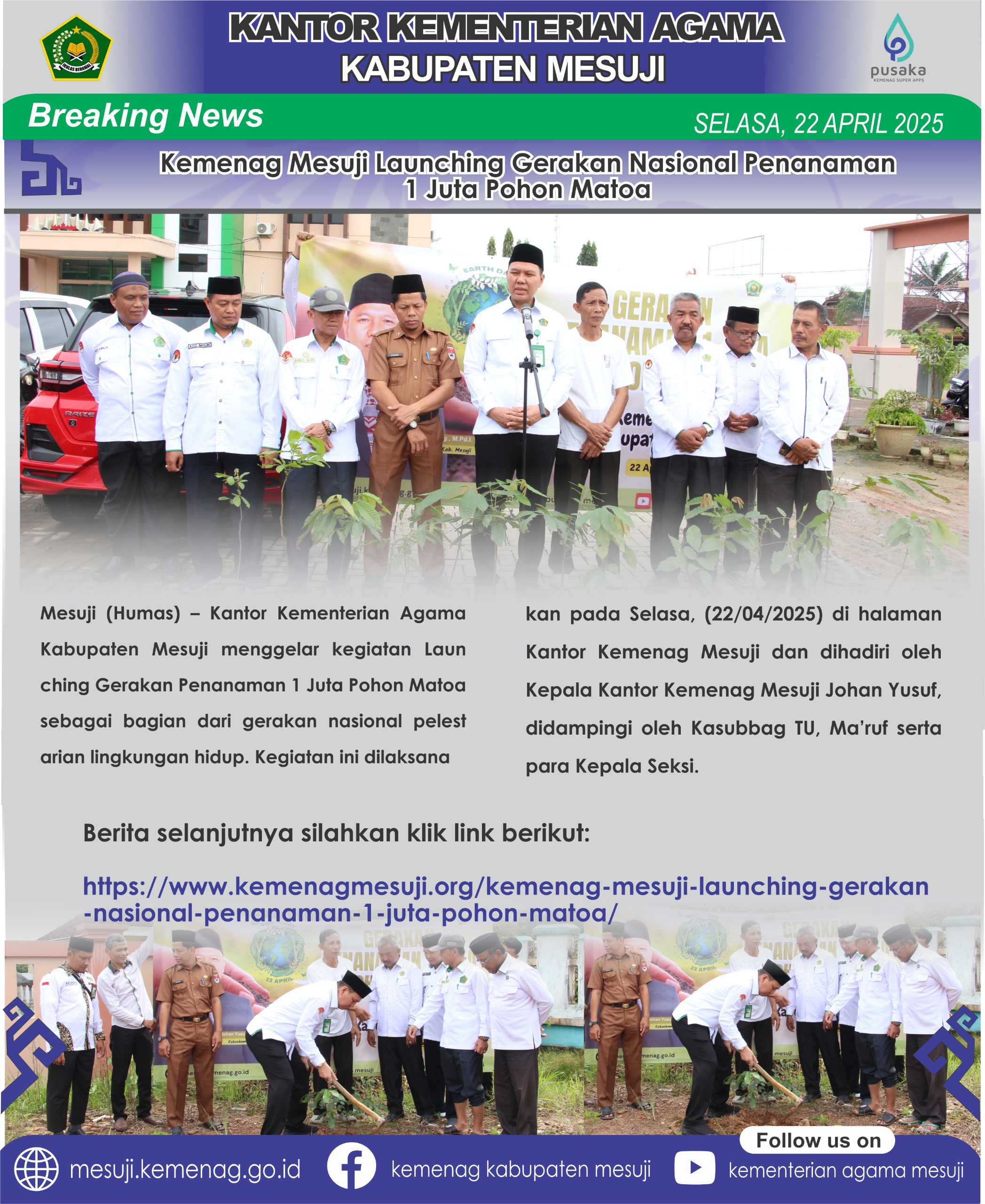 Kemenag Mesuji Launching Gerakan Nasional Penanaman 1 Juta Pohon Matoa