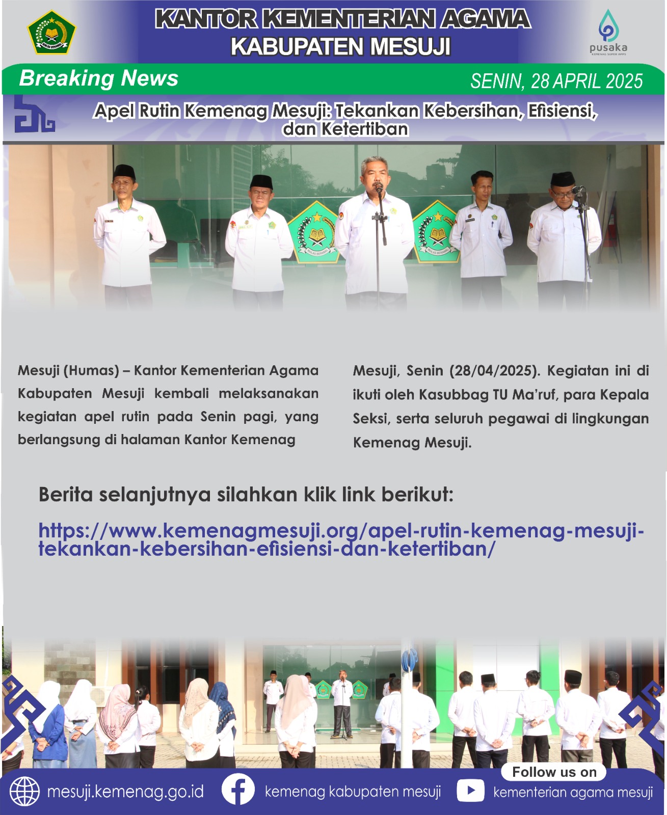 Apel Rutin Kemenag Mesuji: Tekankan Kebersihan, Efisiensi, dan Ketertiban