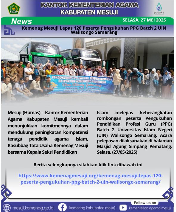 Kemenag Mesuji Lepas 120 Peserta Pengukuhan PPG Batch 2 UIN Walisongo Semarang