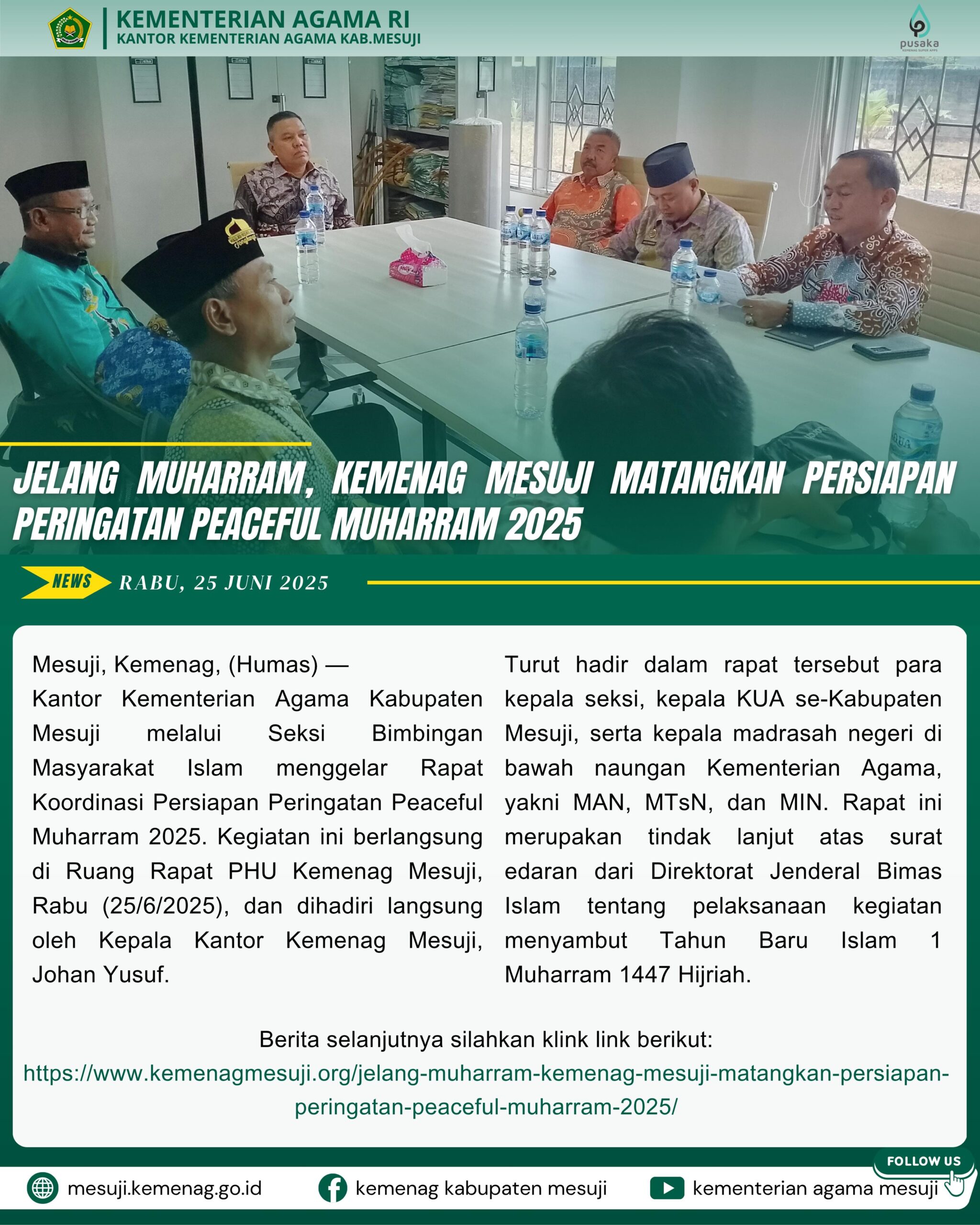 Jelang Muharram, Kemenag Mesuji Matangkan Persiapan Peringatan Peaceful Muharram 2025