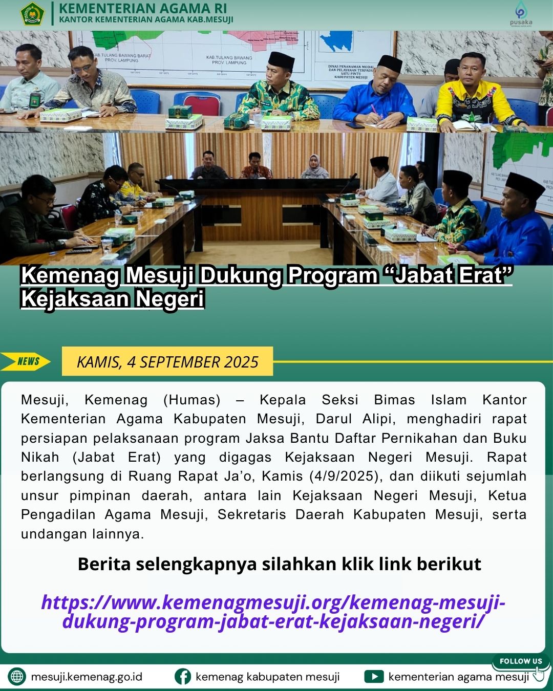 Kemenag Mesuji Dukung Program “Jabat Erat” Kejaksaan Negeri
