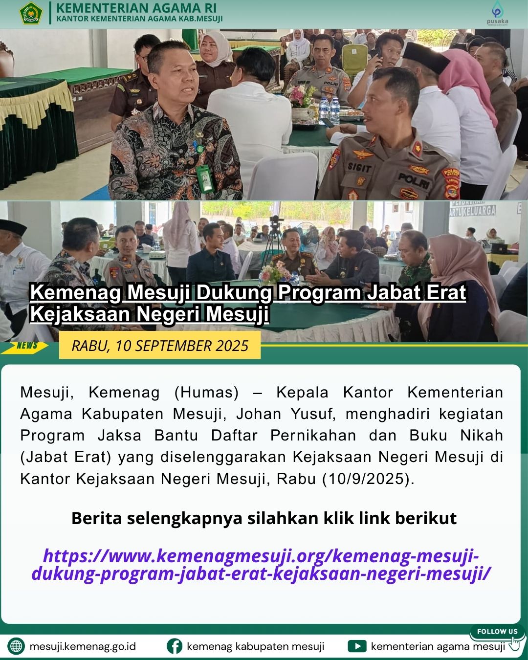 Kemenag Mesuji Dukung Program Jabat Erat Kejaksaan Negeri Mesuji