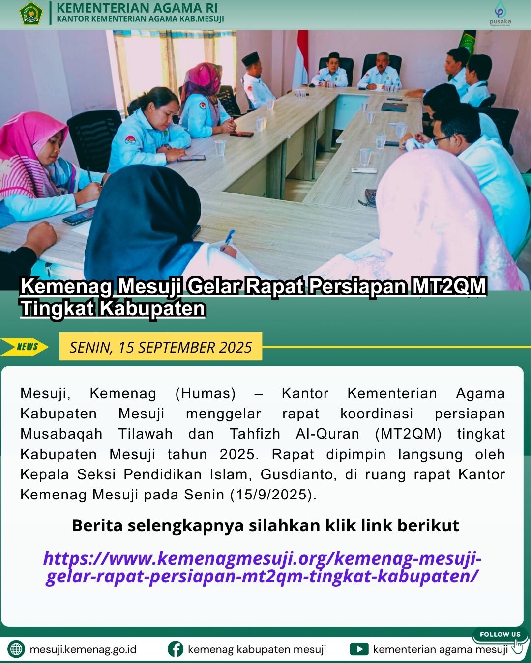 Kemenag Mesuji Gelar Rapat Persiapan MT2QM Tingkat Kabupaten
