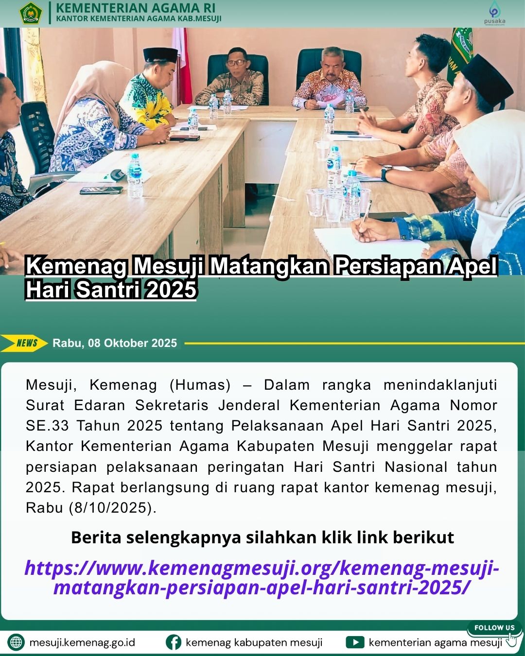 Kemenag Mesuji Matangkan Persiapan Apel Hari Santri 2025